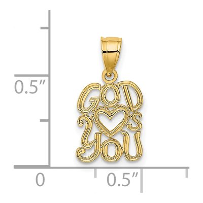14K Yellow Gold GOD Hearts YOU Pendant – view 4