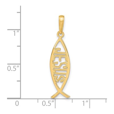 14K Yellow Gold Ichthus Fish Jesus Pendant – view 5