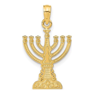 14K Yellow Gold Menorah Pendant