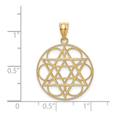 14K Yellow Gold Star of David Circles Pendant – view 4