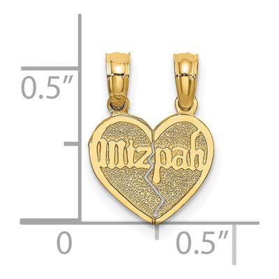 14K Yellow Gold Mizpah Heart Break-Apart Charm – view 4