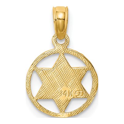 14K Yellow Gold Star of David Circle Pendant – view 4