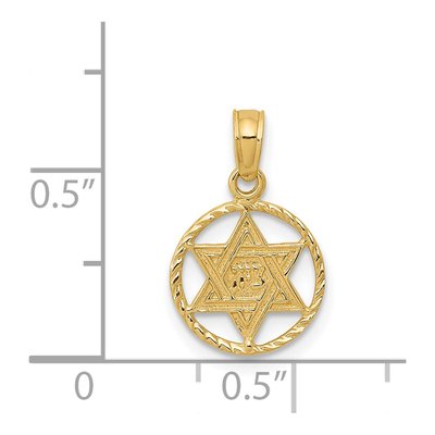 14K Yellow Gold Star of David Circle Pendant – view 5