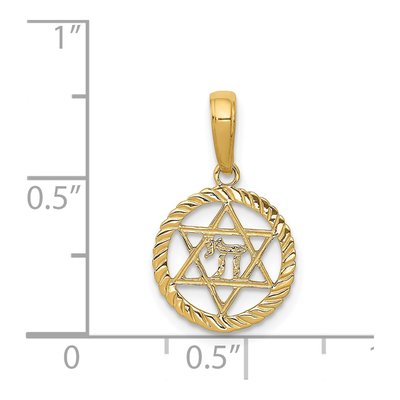 14K Yellow Gold Star of David Chai Pendant – view 5