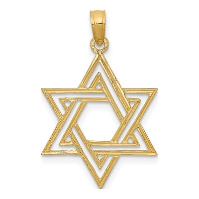 14K Yellow Gold Star of David Pendant