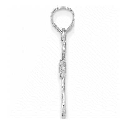14K White Gold Small Cross Flower Pendant – view 3