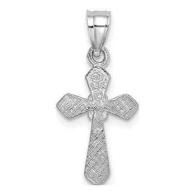 14K White Gold Small Cross Flower Pendant – view 4
