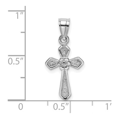 14K White Gold Small Cross Flower Pendant – view 5