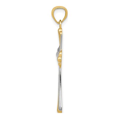 14K Yellow Gold Diamond-Cut Budded Cross Pendant – view 3