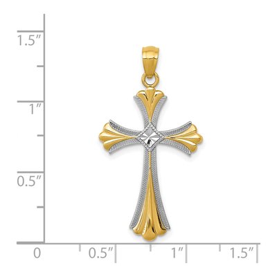 14K Yellow Gold Diamond-Cut Budded Cross Pendant – view 4