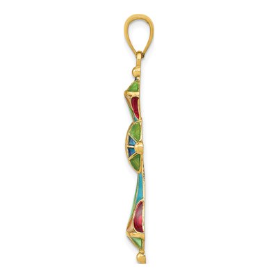 14K Yellow Gold Multi Color Enamel Cross Pendant – view 3