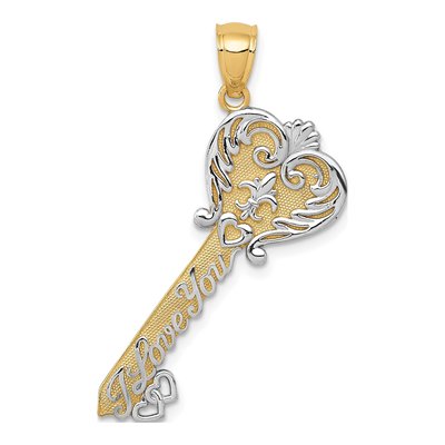 14K Yellow Gold I LOVE YOU Fleur de Lis Charm
