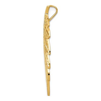 14K Yellow Gold Diamond-Cut Leaf Slide Pendant – view 3
