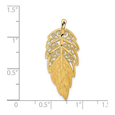 14K Yellow Gold Diamond-Cut Leaf Slide Pendant – view 5