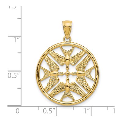 14K Yellow Gold Doves Circle Pendant – view 4