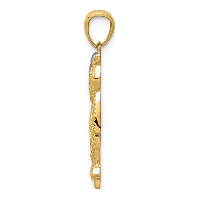 14K Yellow Gold Diamond-Cut Owl Pendant – view 3