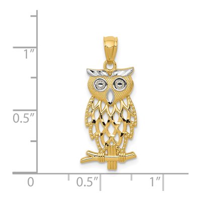 14K Yellow Gold Diamond-Cut Owl Pendant – view 4