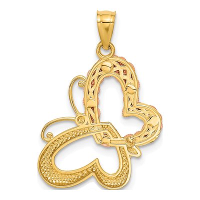 14K Two-Tone Gold Butterfly Pendant – view 4