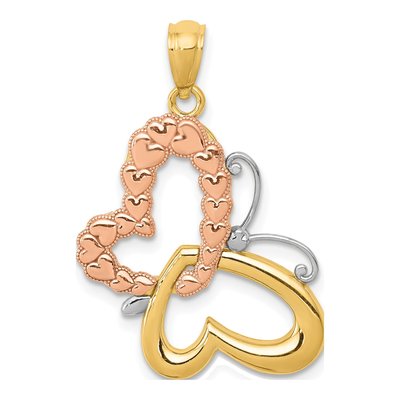 14K Two-Tone Gold Butterfly Pendant