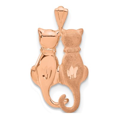 14K Rose Gold Two Sitting Cats Pendant