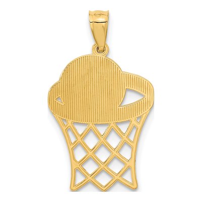 14K Yellow Gold Diamond-Cut Basketball Hoop Pendant – view 4