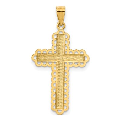 14K Yellow Gold Diamond-Cut Cross Pendant – view 4