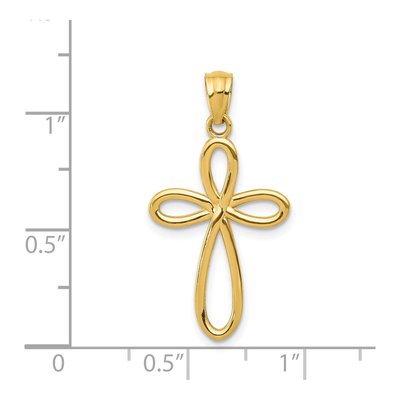 14K Yellow Gold Ribbon Cross Pendant – view 5