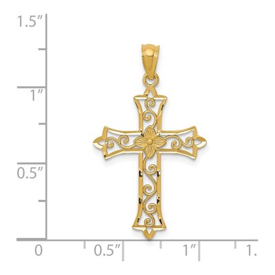 14K Yellow Gold Scrolled Cross Pendant – view 4