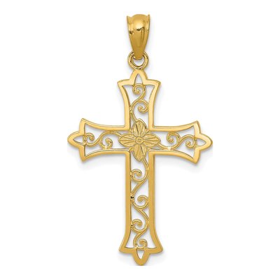 14K Yellow Gold Scrolled Cross Pendant – view 5