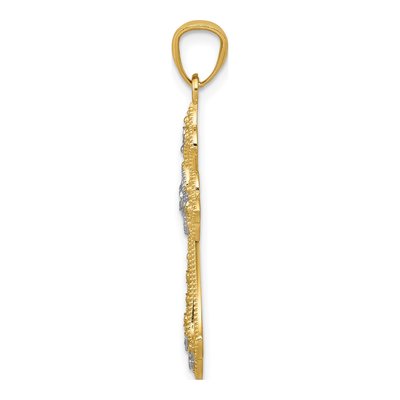 14K Yellow Gold Fleur de Lis Cross Pendant – view 3