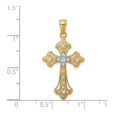 14K Yellow Gold Fleur de Lis Cross Pendant – view 4