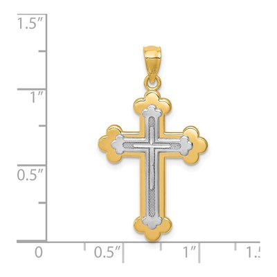 14K Two-Tone Gold Budded Cross Pendant – view 4