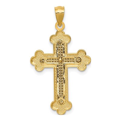 14K Two-Tone Gold Budded Cross Pendant – view 5