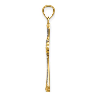 14K Yellow Gold Diamond-Cut Cross Pendant – view 3