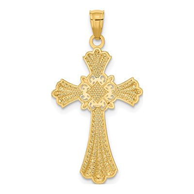 14K Yellow Gold Diamond-Cut Cross Pendant – view 4