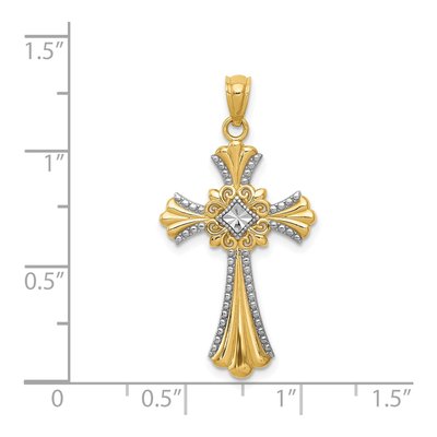 14K Yellow Gold Diamond-Cut Cross Pendant – view 5