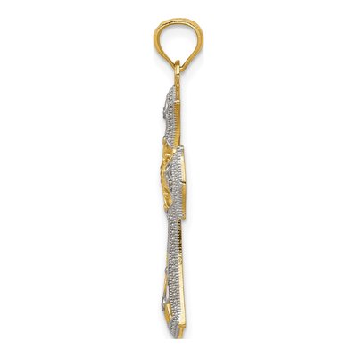14K Yellow Gold Diamond-Cut Cross Pendant – view 3