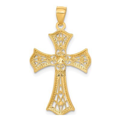 14K Yellow Gold Diamond-Cut Cross Pendant – view 4