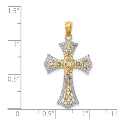 14K Yellow Gold Diamond-Cut Cross Pendant – view 5