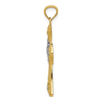 14K Yellow Gold Diamond-Cut Cross Pendant – view 3