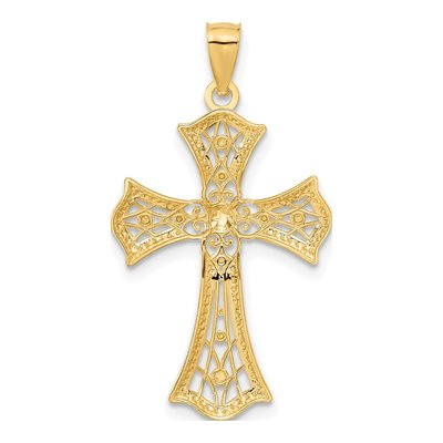 14K Yellow Gold Diamond-Cut Cross Pendant – view 4