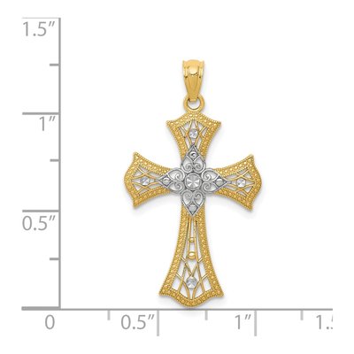 14K Yellow Gold Diamond-Cut Cross Pendant – view 5
