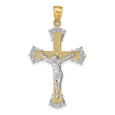 14K Two-Tone Gold Crucifix Pendant
