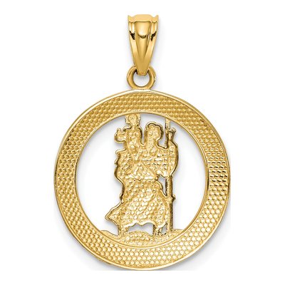 14K Yellow Gold St Christopher Medal Pendant – view 5
