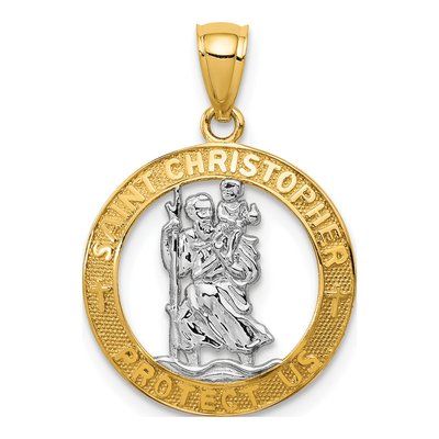 14K Yellow Gold St Christopher Medal Pendant
