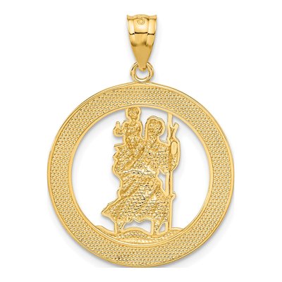 14K Yellow Gold St Christopher Medal Pendant – view 4