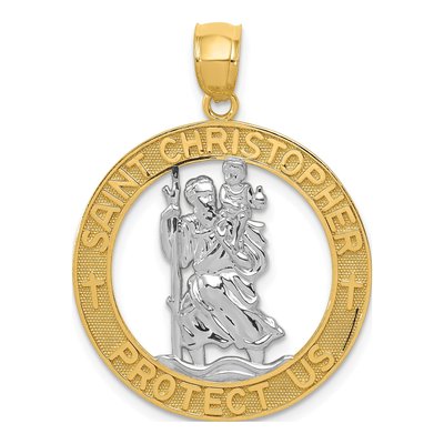 14K Yellow Gold St Christopher Medal Pendant