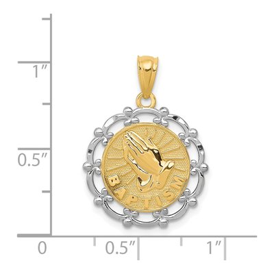 14K Yellow Gold Baptism Praying Hands Pendant – view 4