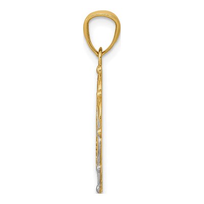 14K Gold Baptism Cross Pendant, Scalloped Edge – view 3