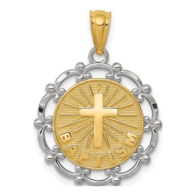 14K Yellow Gold Baptism Cross Pendant
